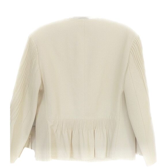Akris Punto Perforated 100% Lambskin Full Zip Vanilla/ Ivory Jacket Sz 6 - Picture 2 of 16